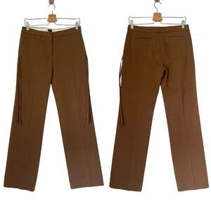 JOSEPH Cotton Side Tie Accent Stright Trouser Pants in Tan Size FR42/ US10